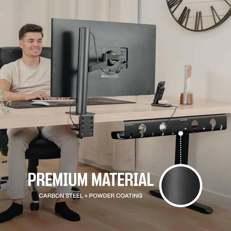 COREMINDED No-Drill Under Desk Cable Management Tray - 2-Pack Wire Organizer for Standing Desk - Cord Management System with Power Strip Holder - L - Image 5